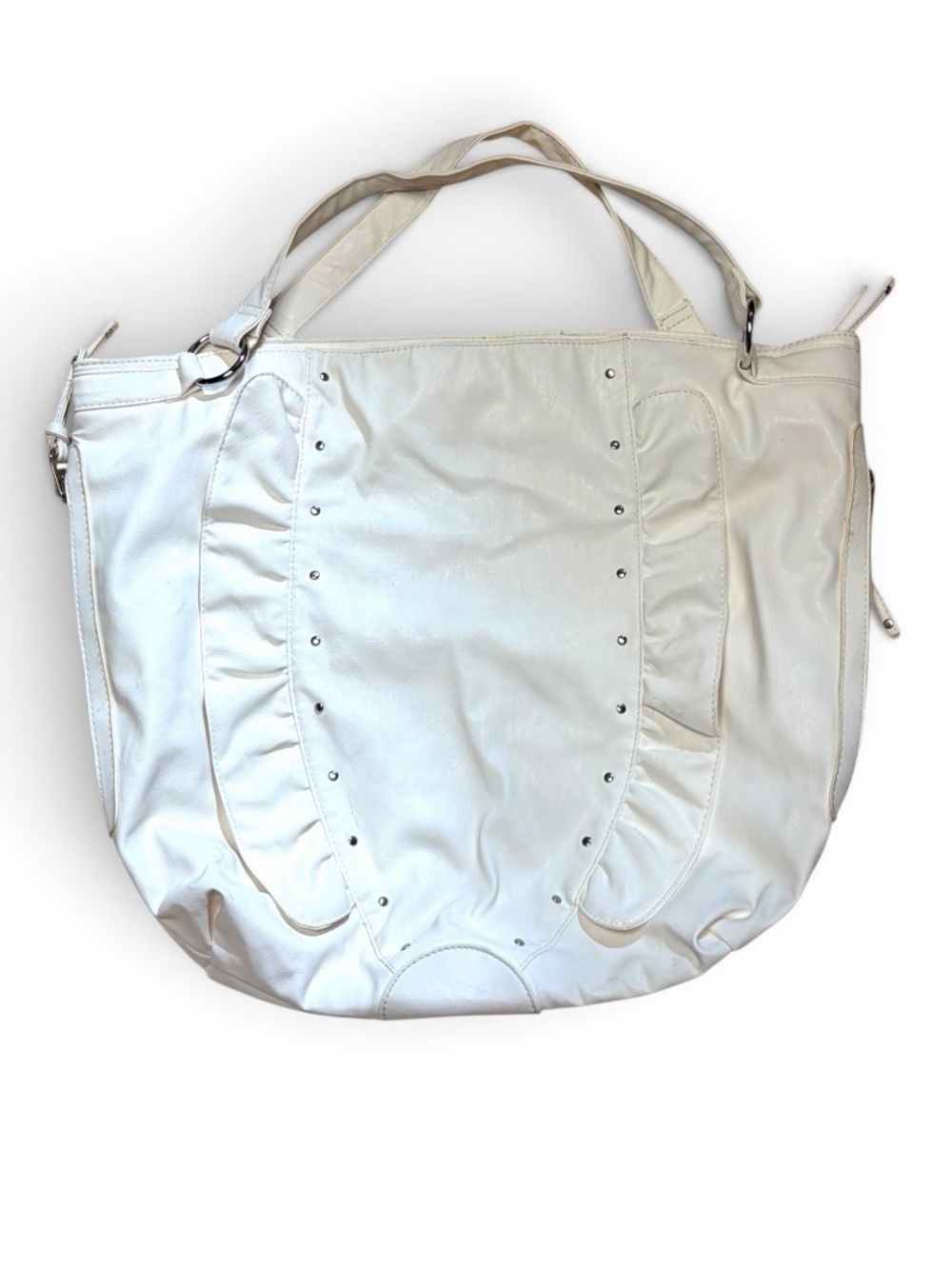 Y2K Betseyville Betsey Johnson White Studded Oversized Tote Bag